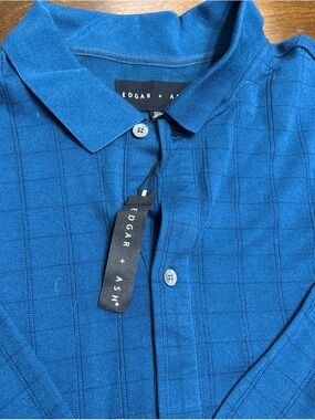 Edgar + Ash Men's Blue Polo Sweater